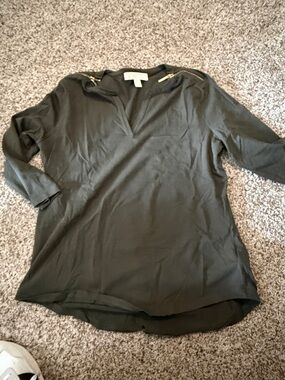 Michael Kors Olive Zip-Shoulder V-Neck Tunic